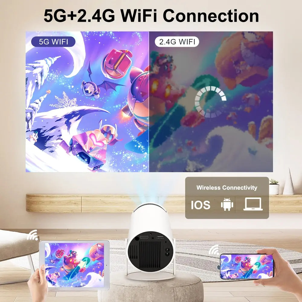 HY300 Smart Projector Android 11 1GB 8GB Home beamer Support 4K Decoding  for home theater Video
